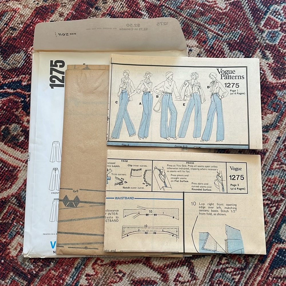 1970s Flare Pants Pattern by‎ Vogue - Picture 3 of 4